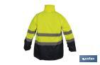 High-visibility waterproof jacket with zip fastener | Yellow and blue | Available from size S to XXXL - Cofan
