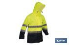 High-visibility waterproof jacket with zip fastener | Yellow and blue | Available from size S to XXXL - Cofan