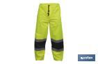 High-visibility waterproof trousers | High-visibility strips | Yellow and blue | Available from size S to XXXL - Cofan