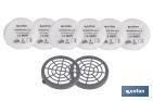 Set of 8 pieces for M6000E | Includes 2 Plastic Rings and 6 Pre-Filtrers of type A.B.E.K1 - Cofan