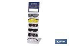 Expositor de gafas anti impacto | Incluye pack de 72 gafas de seguridad | Organizador de Gafas para una presentación adecuada - Cofan