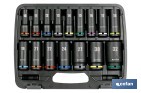JUEGO PROFESIONAL DE 16 VASOS DE IMPACTO LARGOS CON CUADRADILLO DE 1/2"
