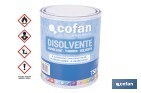 DISOLVENTE CLOROCAUCHO | DILUYENTE PARA RESINAS ACRÍLICAS TERMOPLÁSTICAS | ALTA COMPATIBILIDAD Y BROCHABILIDAD | NO AFECTA AL BRILLO | CAPACIDAD: 750 ML