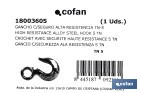 Hook with clasp in high resistance alloy steel - Cofan