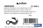 Hook with clasp in high resistance alloy steel - Cofan