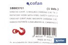 Gancho giratório com trava de segurança aço carbono C40 - Cofan