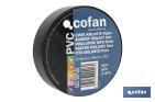 Insulating tape 180 microns | Black | Resistant to voltage, heat and different acids and alkaline materials - Cofan