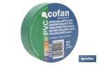 Insulating tape 180 microns | Green | Resistant to voltage, heat and different acids and alkaline materials - Cofan