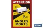 WARNING STICKER FOR TRUCKS OR BUSES | MANDATORY STICKER IN FRANCE | SIGN WRITTEN IN FRENCH “ATTENTION ANGLES MORTS”