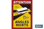 Warning sticker for trucks or buses | Mandatory sticker in France | Sign written in French “ATTENTION ANGLES MORTS” - Cofan