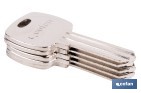 Llave en bruto para cilindros de perfil europeo adecuado para cilindro con leva larga, leva corta y medio cilindro | Acero niquelado - Cofan