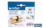 Cilindro de seguridad de perfil europeo con acabado en latón | Disponible en diferentes medidas - Cofan