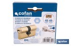 Cilindro de seguridad de perfil europeo con acabado en latón | Disponible en diferentes medidas - Cofan