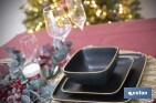 Vajilla de cerámica cuadrada en color negro con borde vintage | Set de 20 piezas | Apta para lavavajillas, microondas y horno - Cofan