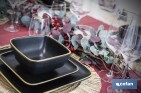 Vajilla de cerámica cuadrada en color negro con borde vintage | Set de 20 piezas | Apta para lavavajillas, microondas y horno - Cofan