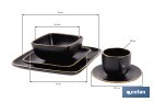 Vajilla de cerámica cuadrada en color negro con borde vintage | Set de 20 piezas | Apta para lavavajillas, microondas y horno - Cofan