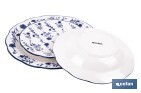 Vajilla de porcelana con flores azules | Set de 18 piezas | Adecuado para 6 personas | Apta para lavavajillas, microondas y horno - Cofan