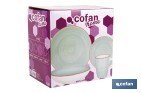Vajilla de cerámica verde agua pintada a mano | Set de 16 piezas | Apta para lavavajillas, microondas y horno - Cofan