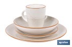 Vajilla de cerámica color beige pintada a mano | Set de 16 piezas | Apta para lavavajillas, microondas y horno - Cofan