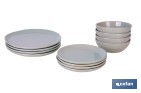 Juego de vajilla de cerámica verde | Set de 12 piezas | Diseño irregular | Apta para lavavajillas y microondas - Cofan