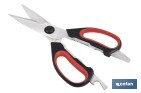 Tijeras de cocina multiusos con mango antideslizante | Hojas de acero inoxidable | Longitud: 21,5 cm | Perfectas para cortar, partir nueces y abrir botellas - Cofan