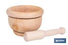 Mortero de madera de abedul con maza. Diámetro: Ø14 cm. Ideal para machacar alimentos - Cofan