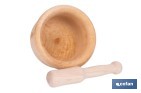 Mortero de madera de abedul con maza. Diámetro: Ø14 cm. Ideal para machacar alimentos - Cofan