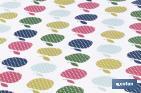 Rollo de semi hule básico | Mantel de PVC | Diseño con manzanas de colores | Medidas: 1,40 x 25 m - Cofan