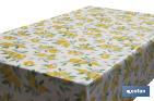 ROLLO DE HULE CON ESTAMPADO DE LIMONES | PVC Y TEJIDO SIN TEJER | MEDIDAS: 1,40 X 25 M