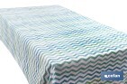 ROLLO DE MANTEL ANTIMANCHAS CON ESTAMPADO DIGITAL DE DISEÑO CON RAYAS | 50 % ALGODÓN Y 50 % PVC | MEDIDAS: 1,40 X 25 M