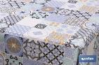 Rollo de semi hule básico | Mantel de PVC | Diseño con estampado de mosaicos | Medidas: 1,40 x 25 m - Cofan