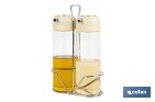 Set de aceitera y vinagrera | Frascos de vidrio borosilicato | Soporte incluido | Tapas de color beige | Juego de 2 piezas | Capacidad: 300 ml - Cofan