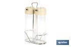 Set de aceitera y vinagrera | Frascos de vidrio borosilicato | Soporte incluido | Tapas de color beige | Juego de 2 piezas | Capacidad: 300 ml - Cofan