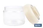 Bote de cocina de vidrio borosilicato | Tapa beige | Cierre a presión | Capacidad: 400 ml | Almacenaje de alimentos | Medidas: Ø10 x 9,6 cm - Cofan