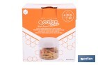 Bote de cocina de vidrio borosilicato | Tapa beige | Cierre a presión | Capacidad: 400 ml | Almacenaje de alimentos | Medidas: Ø10 x 9,6 cm - Cofan