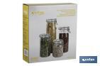 Conjunto de 4 potes de vidro para armazenamento I Capacidade de 750 - 1150 - 1500 - 2100 ml - Cofan