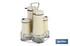 SET DE ACEITERAS DE 4 PIEZAS MODELO ALOREÑA | CAPACIDAD 2 PIEZAS DE 230 ML Y 2 PIEZAS 120 ML | COLOR BEIGE