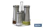 SET DE ACEITERAS DE 4 PIEZAS MODDELO PICUAL | CAPACIDAD 2 PCS DE 230 ML Y 2 PCS 120 ML | ACERO INOXIDABLE