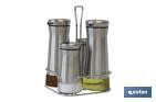 Cruet set of 4 pieces | 2-piece capacity of 230ml and 2-piece capacity of 120ml | Staineless Steel - Cofan