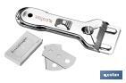 Rasqueta de Vitrocerámica Modelo Sena | Incluye 5 cuchillas | Acero Inox y Niquel | Medidas 13,5 x 4,5 cm - Cofan