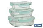 SET OF 3 RECTANGULAR BOROSILICATE GLASS FOOD CONTAINERS | AGATHA MODEL | 640-1,040-1,520ML CAPACITY