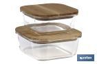 Set of 2 square borosilicate glass food containers | Bambú Model | Bamboo lid | 520-800ml Capacity - Cofan