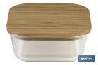 Set of 2 square borosilicate glass food containers | Bambú Model | Bamboo lid | 520-800ml Capacity - Cofan