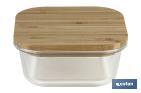 Set of 2 square borosilicate glass food containers | Bambú Model | Bamboo lid | 520-800ml Capacity - Cofan