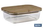 Set of 3 rectangular borosilicate glass food containers | Bambú Model | Bamboo lid | 640-1,040-1,520ml Capacity - Cofan