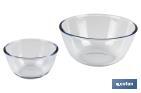 Set of 2 borosilicate glass round bowls, Baritina Model | 800ml-2,700ml capacity | Two bowls of different sizes - Cofan