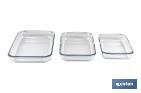 Set of 3 rectangular borosilicate glass baking dish, Baritina Model | 1,600-2,200ml-3,000ml Capacity - Cofan