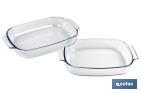 SET OF 2 OVAL BOROSILICATE GLASS BAKING DISH, BARITINA MODEL | 2,700-3,800ML CAPACITY