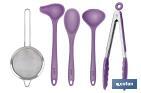 Set of 6 purple kitchen utensils, Vergini-range model  - Cofan