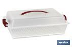 Rectangular cake carrier | Pavlova Model | Carry handle and lid included | Cream colour | Size: 38 x 28 x 13cm - Cofan